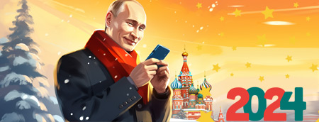Владимир Путин поздравляет по мобильному телефону с Новым 2024-м годом Дракона