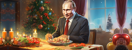 Владимир Путин сидит за новогодним столом в обычной квартире