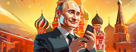 Президент России звонит по телефону на фоне Кремля